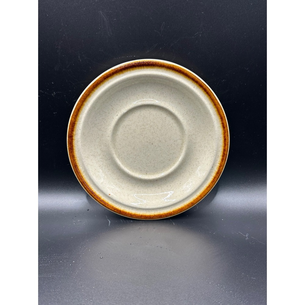 Yamaka Stoneware Saucer Japan Speckled Brown Band Mid Century Modern 6 inch